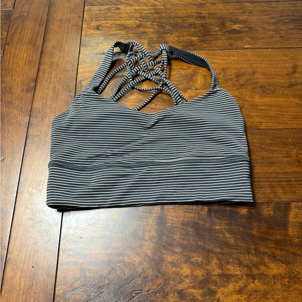 lululemon athletica Black and White Striped Free to Be Bra